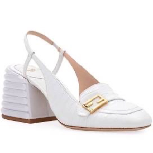 Fendi Shoes - Fendi Croc-Embossed Leather Block heel pumps